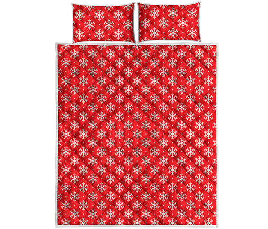 Christmas Snowflake Pattern Print Quilt Bed Set