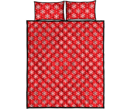 Christmas Snowflake Pattern Print Quilt Bed Set