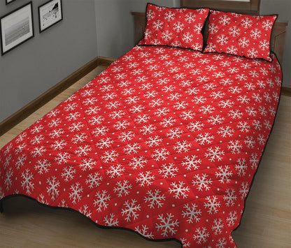 Christmas Snowflake Pattern Print Quilt Bed Set