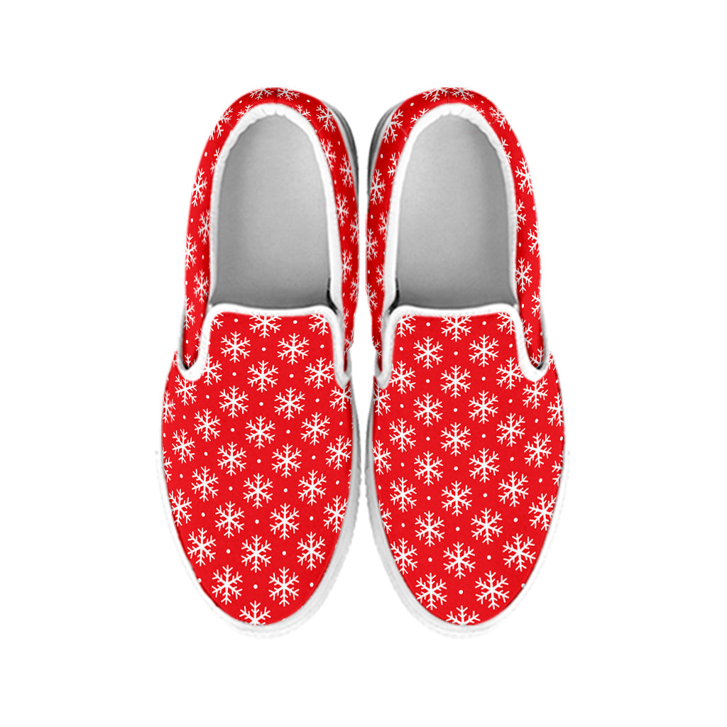 Christmas Snowflake Pattern Print White Slip On Shoes