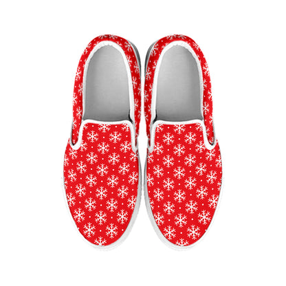 Christmas Snowflake Pattern Print White Slip On Shoes