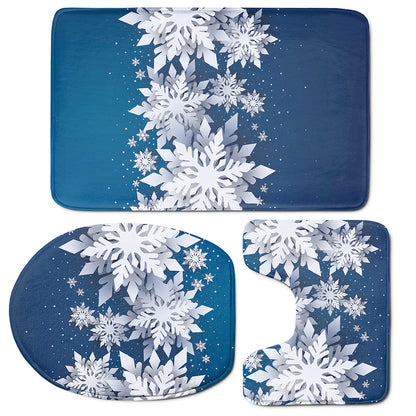 Christmas Snowflake Print 3 Piece Bath Mat Set