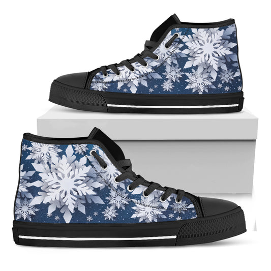Christmas Snowflake Print Black High Top Shoes
