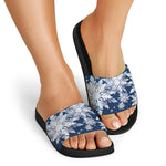Christmas Snowflake Print Black Slide Sandals