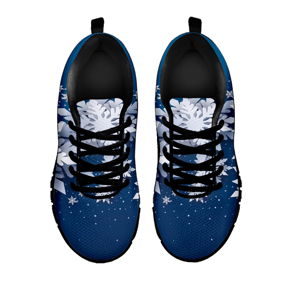Christmas Snowflake Print Black Sneakers