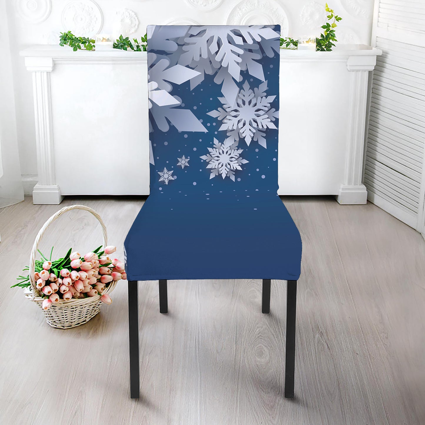 Christmas Snowflake Print Dining Chair Slipcover