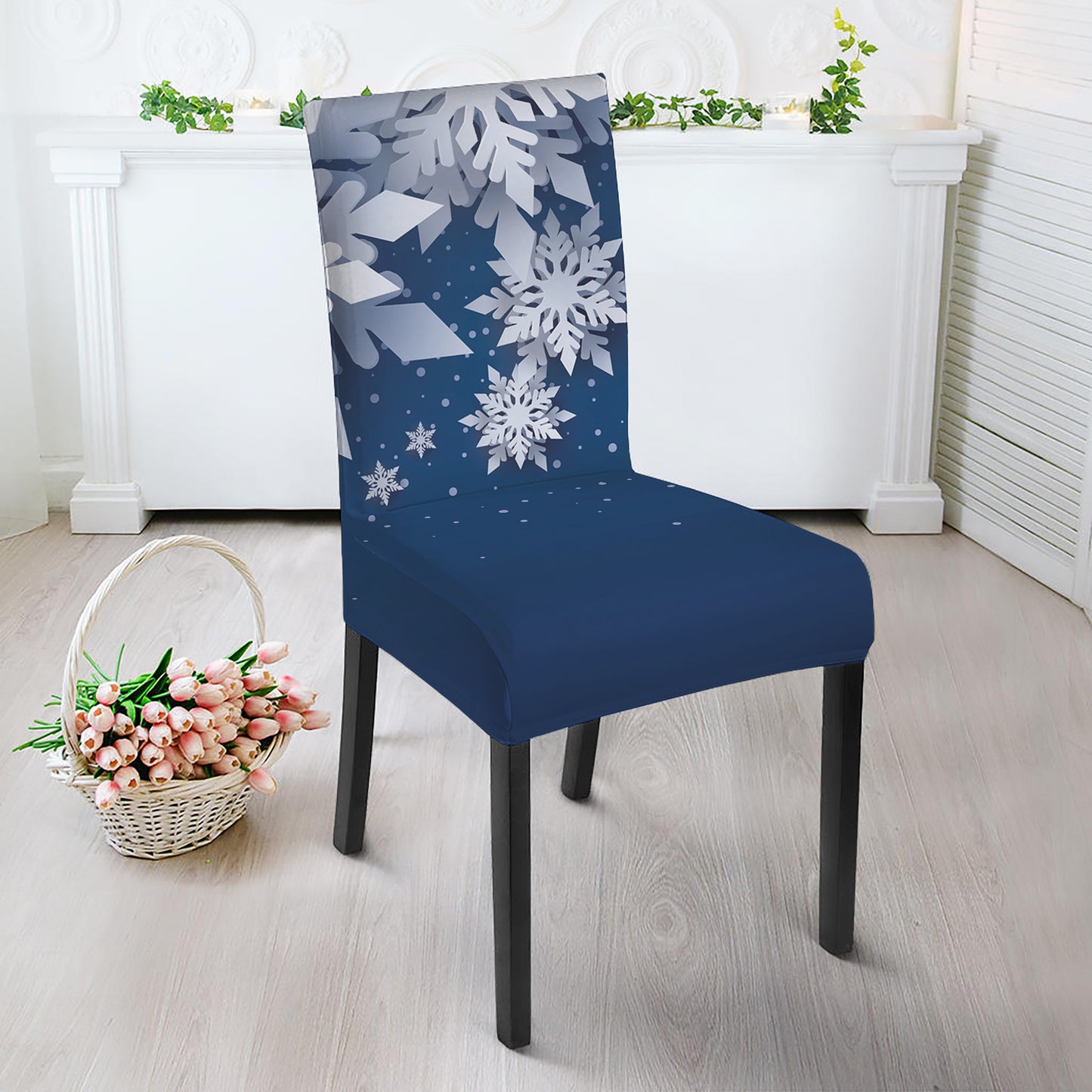Christmas Snowflake Print Dining Chair Slipcover