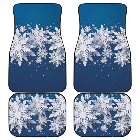Christmas Snowflake Print Front and Back Car Floor Mats