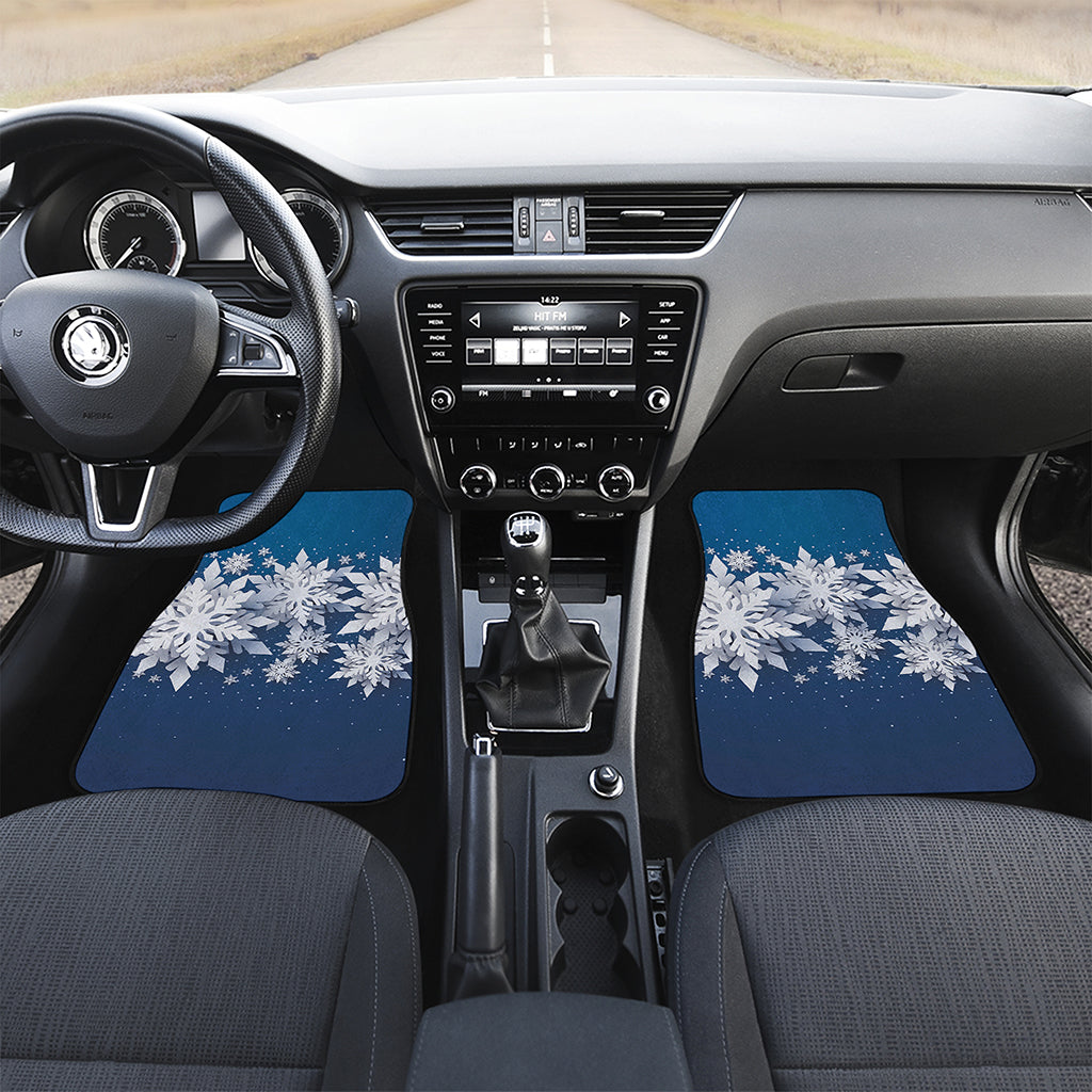 Christmas Snowflake Print Front and Back Car Floor Mats