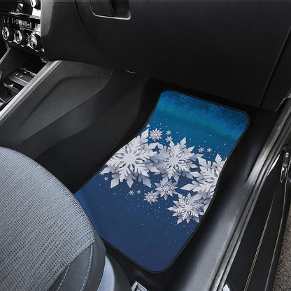 Christmas Snowflake Print Front and Back Car Floor Mats