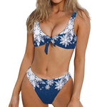 Christmas Snowflake Print Front Bow Tie Bikini
