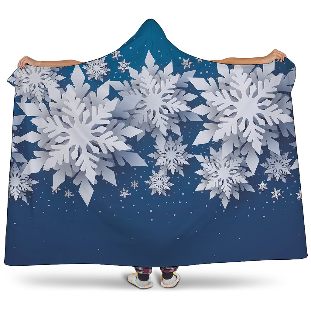 Christmas Snowflake Print Hooded Blanket