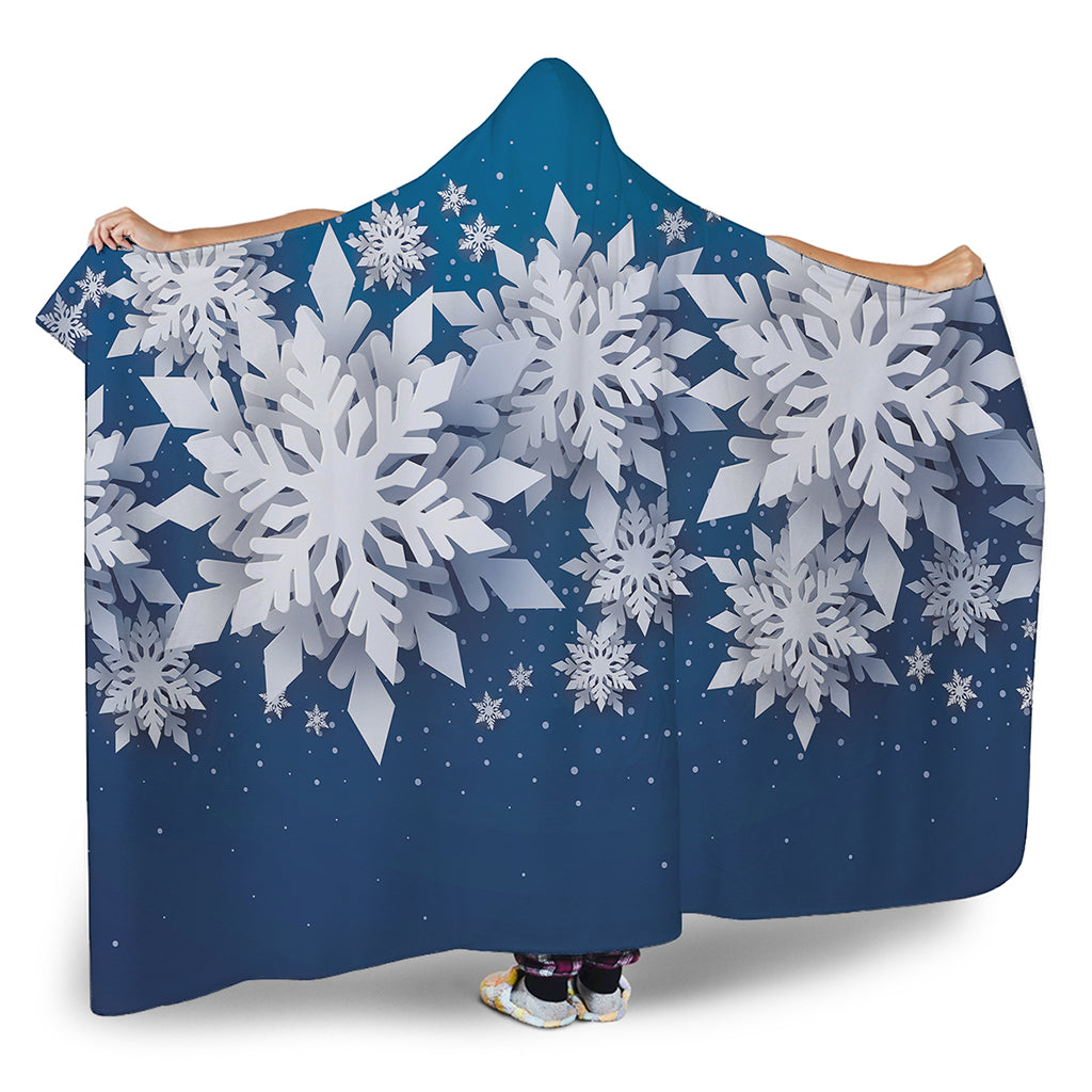 Christmas Snowflake Print Hooded Blanket