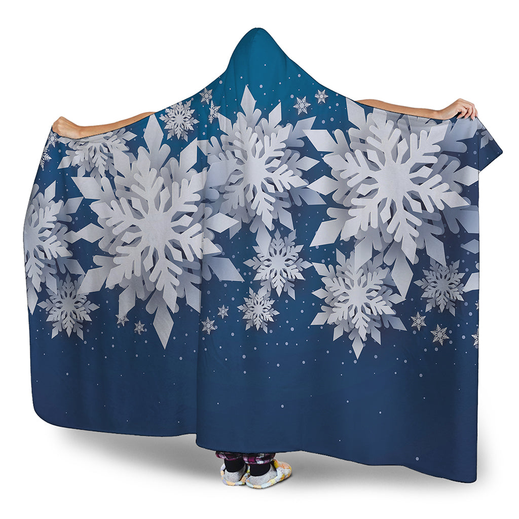 Christmas Snowflake Print Hooded Blanket