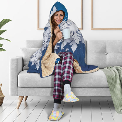 Christmas Snowflake Print Hooded Blanket