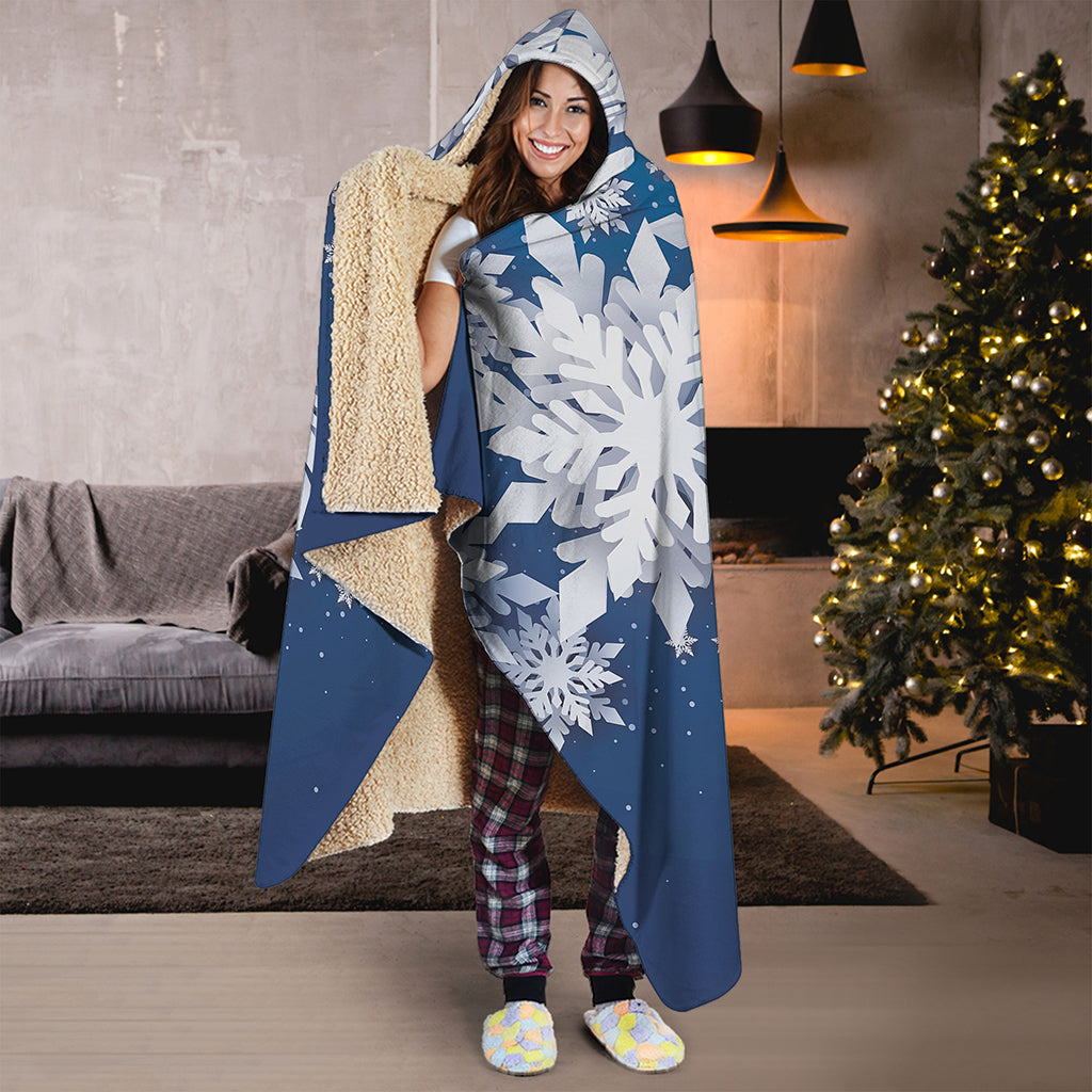 Christmas Snowflake Print Hooded Blanket