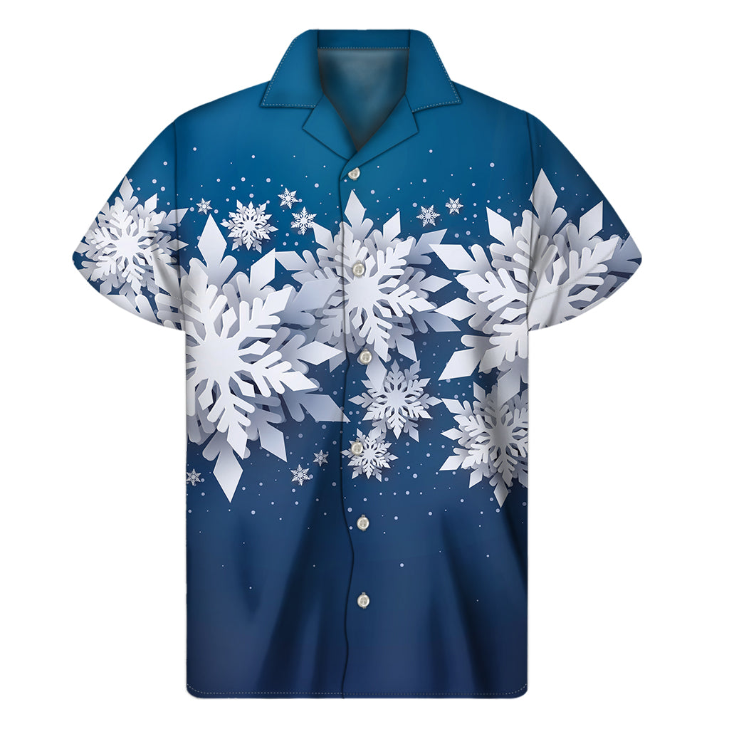 Christmas Snowflake Print Men's Short Sleeve Shirt