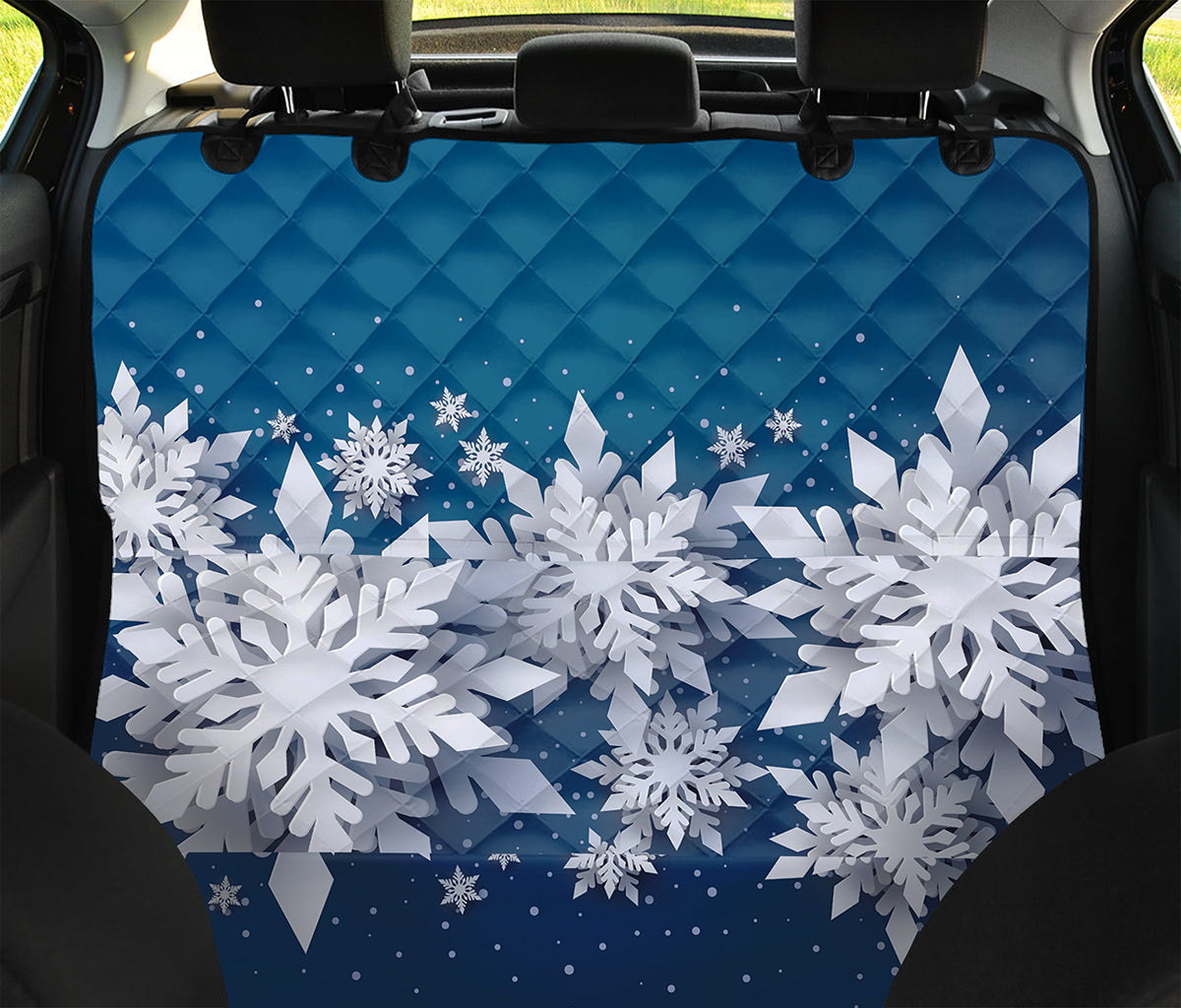 Christmas Snowflake Print Pet Car Back Seat Cover