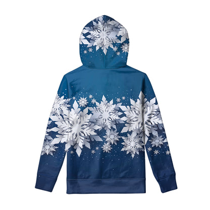 Christmas Snowflake Print Pullover Hoodie