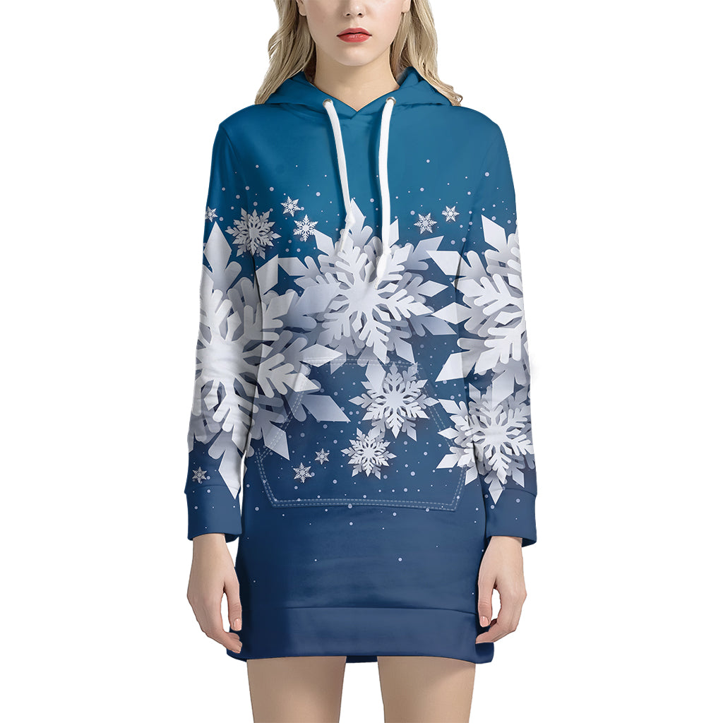 Christmas Snowflake Print Pullover Hoodie Dress