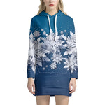 Christmas Snowflake Print Pullover Hoodie Dress