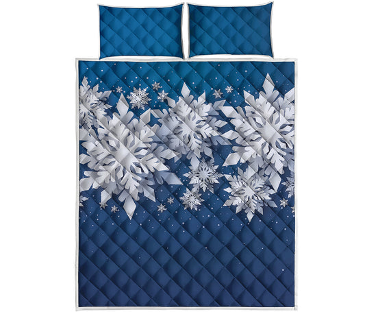 Christmas Snowflake Print Quilt Bed Set