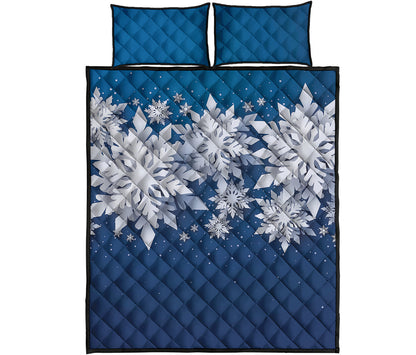 Christmas Snowflake Print Quilt Bed Set