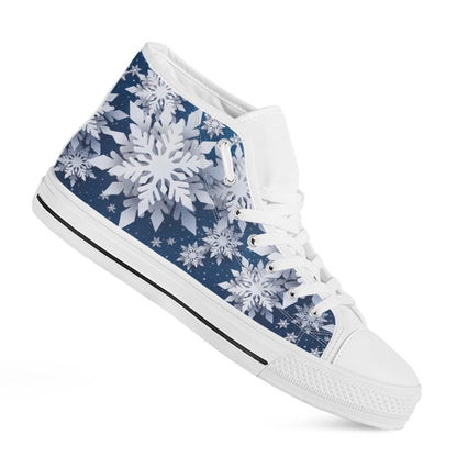 Christmas Snowflake Print White High Top Shoes