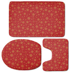 Christmas Snowflakes And Stars Print 3 Piece Bath Mat Set