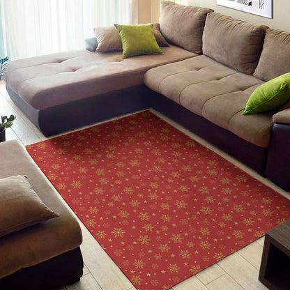 Christmas Snowflakes And Stars Print Area Rug