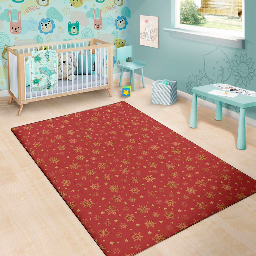 Christmas Snowflakes And Stars Print Area Rug