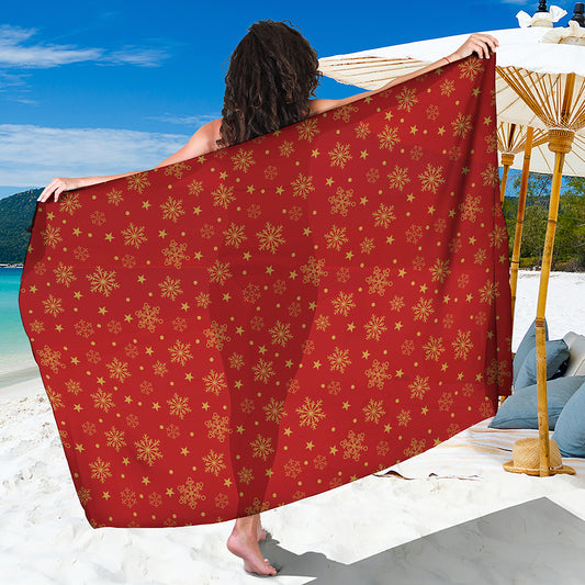 Christmas Snowflakes And Stars Print Beach Sarong Wrap