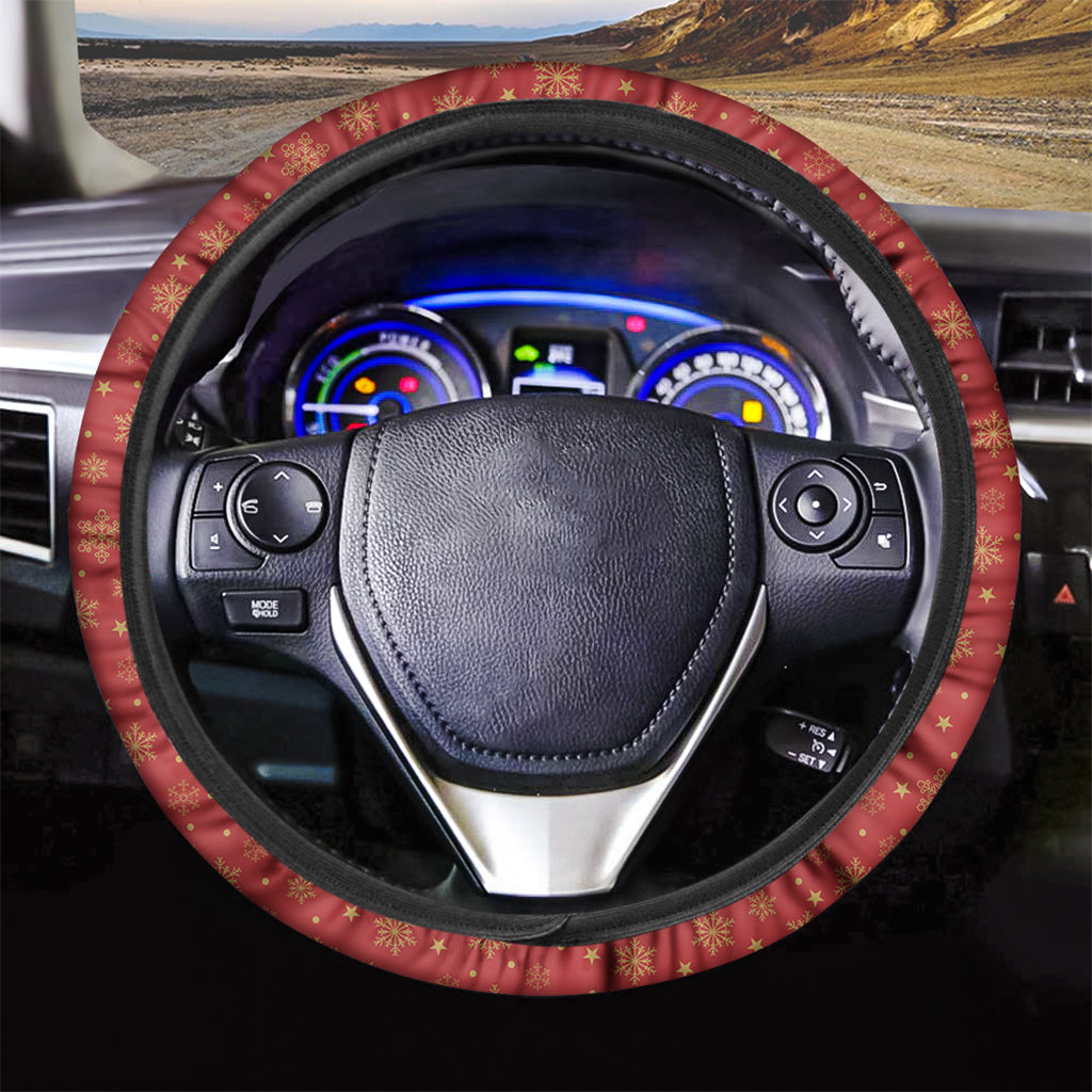 Christmas Snowflakes And Stars Print Car Steering Wheel Cover