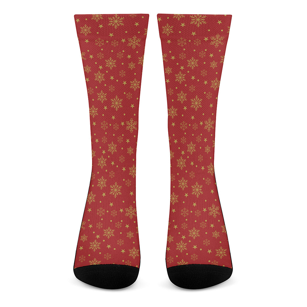 Christmas Snowflakes And Stars Print Crew Socks