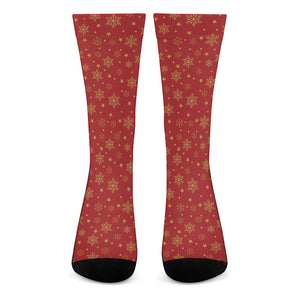 Christmas Snowflakes And Stars Print Crew Socks