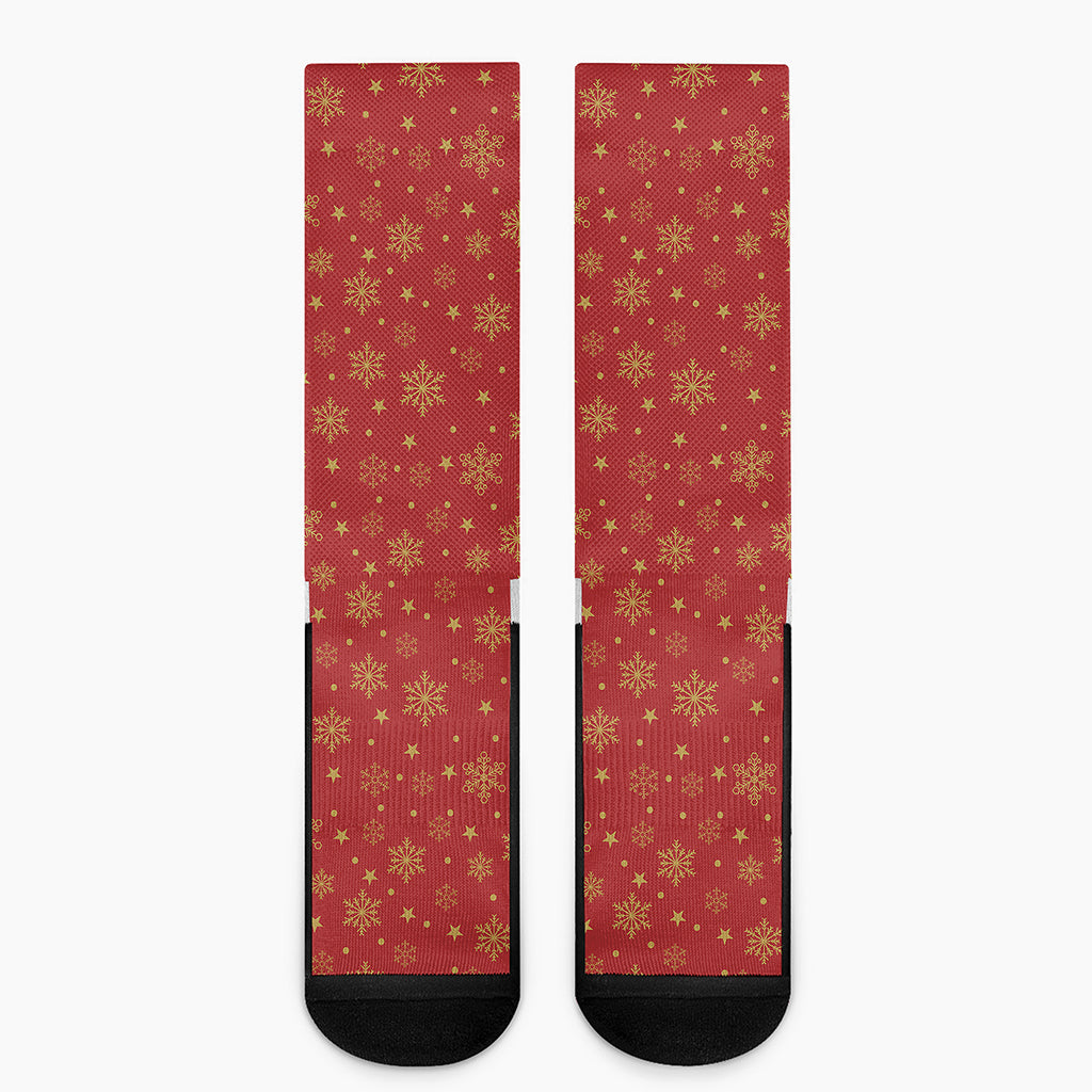 Christmas Snowflakes And Stars Print Crew Socks