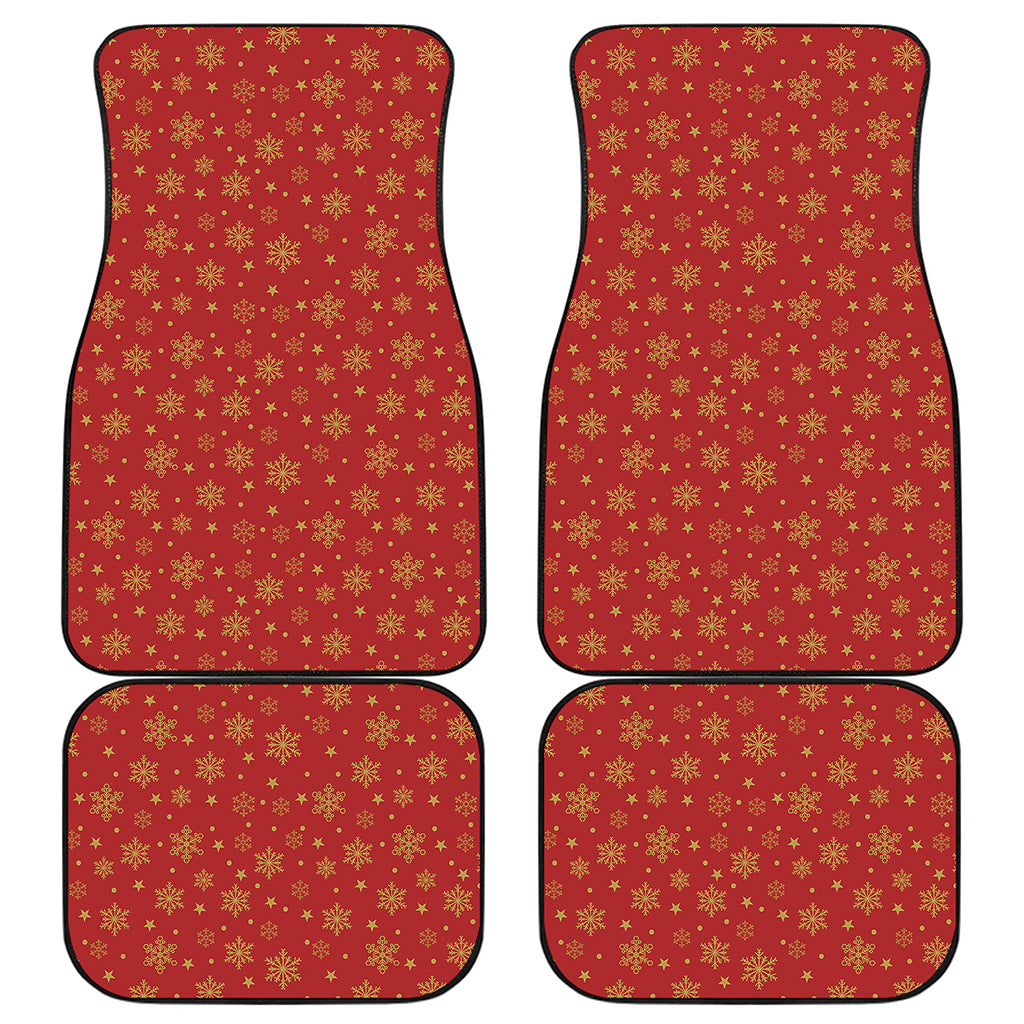 Christmas Snowflakes And Stars Print Front and Back Car Floor Mats