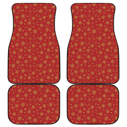 Christmas Snowflakes And Stars Print Front and Back Car Floor Mats