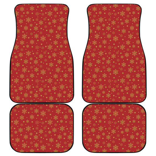 Christmas Snowflakes And Stars Print Front and Back Car Floor Mats