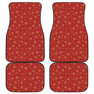 Christmas Snowflakes And Stars Print Front and Back Car Floor Mats