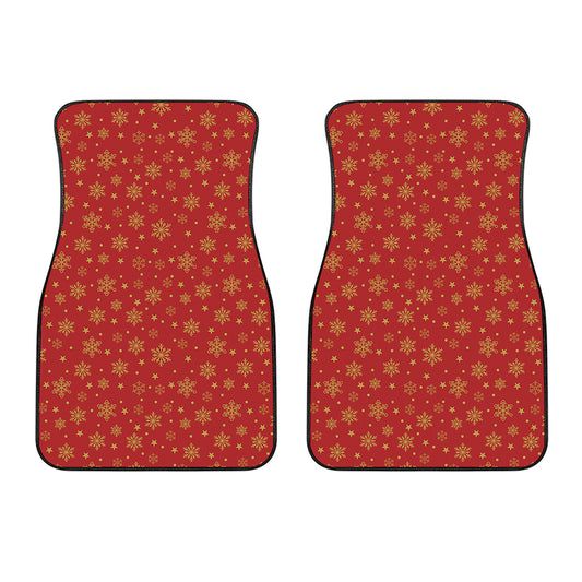 Christmas Snowflakes And Stars Print Front Car Floor Mats