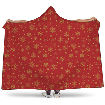 Christmas Snowflakes And Stars Print Hooded Blanket