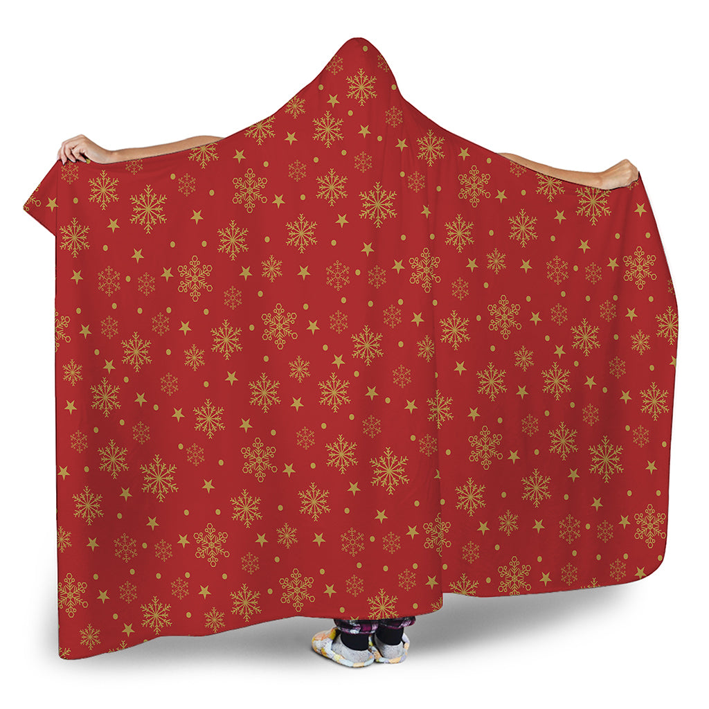 Christmas Snowflakes And Stars Print Hooded Blanket