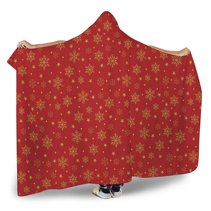 Christmas Snowflakes And Stars Print Hooded Blanket
