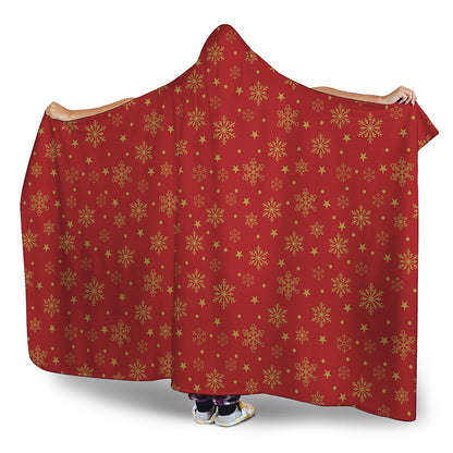 Christmas Snowflakes And Stars Print Hooded Blanket