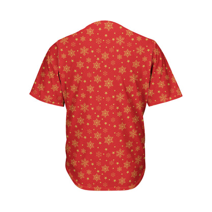 Christmas Snowflakes And Stars Print Men's Baseball Jersey