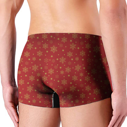 Christmas Snowflakes And Stars Print Men's Boxer Briefs