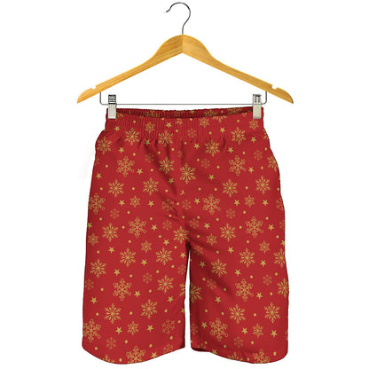 Christmas Snowflakes And Stars Print Men's Shorts