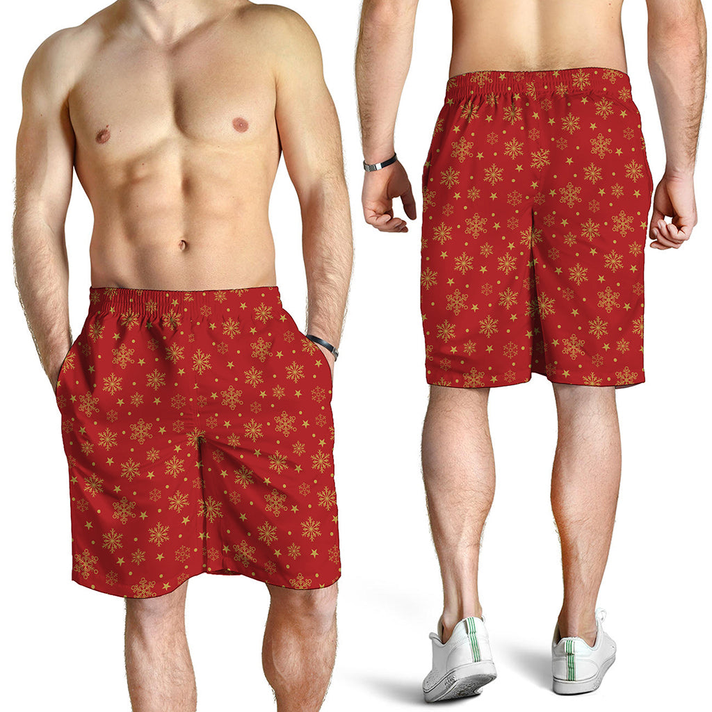 Christmas Snowflakes And Stars Print Men's Shorts
