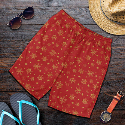 Christmas Snowflakes And Stars Print Men's Shorts